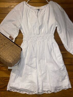 Universal White Eyelet Mini Dress